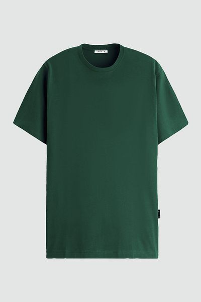 QMARI Σμαραγδένιο Πράσινο Unisex Oversize T-Shirt Crew Neck Απλό Basic κοντομάνικο T-shirt - Full Lycra