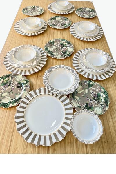 Pink&More Bone China Lüx Porselen 24 Parça Yemek Takımı Seriy