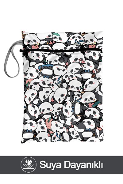 Bunnybons Panda - Islak/Kuru Kirli Temiz Kıyafet, Mayo, Bebek Çamaşır Çantası...