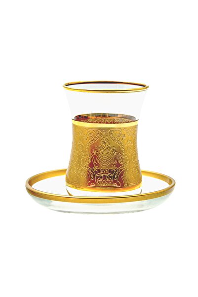Paşabahçe Altın Yaldızlı Çay Bardağı 1 Kişilik, Üsküdar, 12 Ayar Altın,