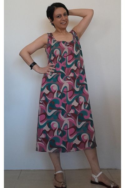 Mertcan Butik Φόρεμα από χτενισμένο βαμβακερό βισκόζη με ροζ σχέδιο με συσπειρωμένο μπροστινό και πίσω μέρος
