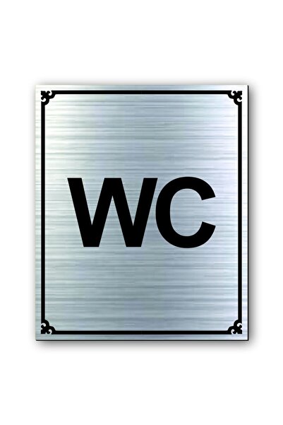 WC Toilet Door Warning-Direction Plate Silver Color 10 Cm X 12 Cm Cm Resopal Plate