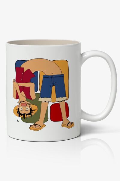 Anime Marketi كوب أبيض مطبوع عليه الرسوم المتحركة قطعة واحدة