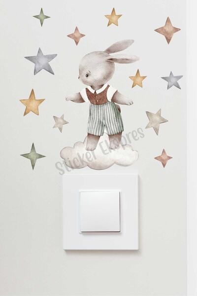 Sticker Ekspres Tavşan T1 Priz Üstü Sticker Duvar Sticker