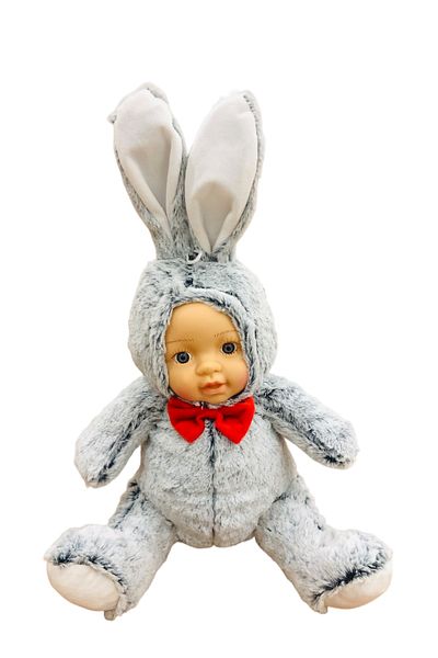 Shem Plush Rabbit with Baby Face 60 Cm Gray