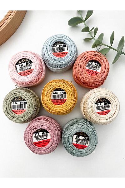 Hobianna DMC Perle Embroidery Thread No:12 - Set of 8 Pastels