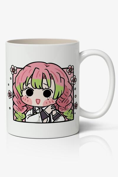 Anime Marketi كوب أبيض مطبوع عليه رسوم متحركة ميتسوري من Demon Cuts