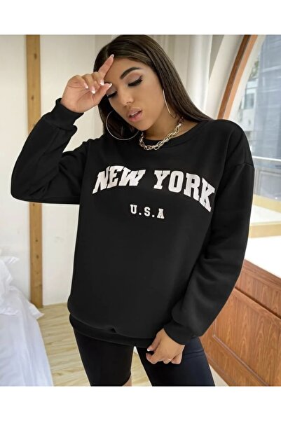 My Blog Czarna bluza oversize z nadrukiem New York U.sa