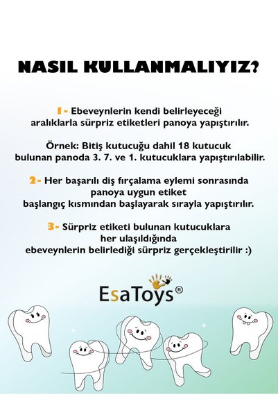 esatoys Çocuklar Için Diş Fırçalama Panosu