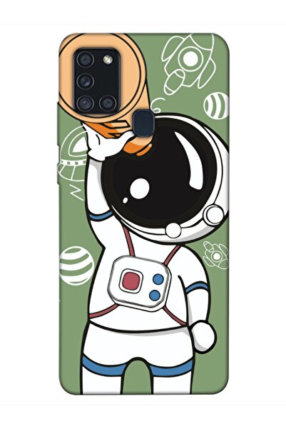 frondcase حافظة لهاتف سامسونج A21s رائد الفضاء باللون الأخضر