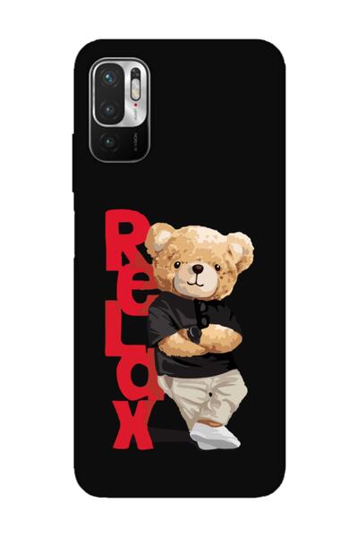 frondcase حافظة هاتف Redmi Note 10 5G تيدي بير ريلاكس باللون الأسود