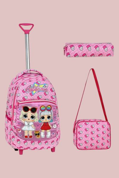 Uniquerrs Σετ 3 τεμαχίων σχολικής τσάντας με σχέδιο καρδιάς, θήκη για μολύβι ...