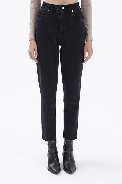 BROSERER Suzanne Women's High Waist Non-Fading Black Lycra Mom Jean Boyfrend Pants