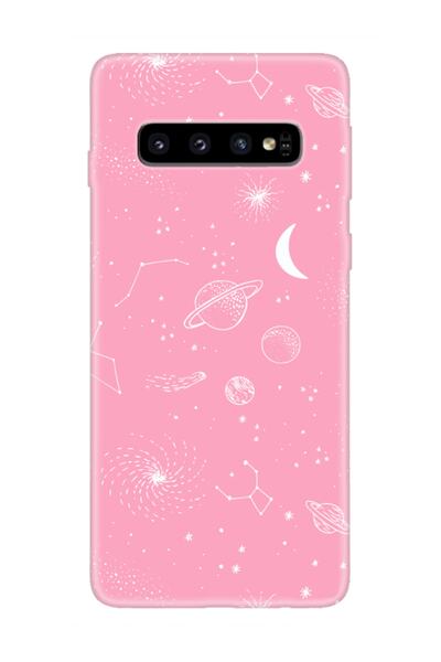 frondcase Samsung S10 Gezegenler Pembe Telefon Kılıfı