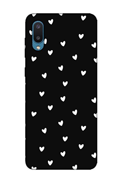 frondcase Samsung A02 Minik Kalpler Siyah Telefon Kılıfı