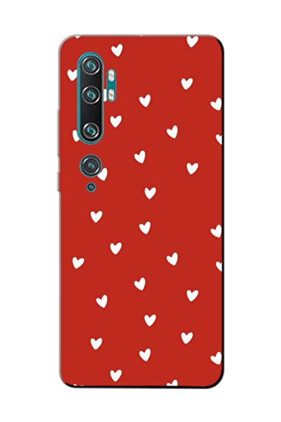 frondcase Xiaomi Mi Note 10 Pro Minik Kalpler Kırmızı Telefon Kılıfı