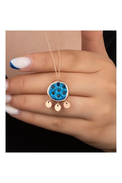 Şimal Silver 925 Ayar Gümüş Rose Süryani Gözü Yuvarlak Kolye