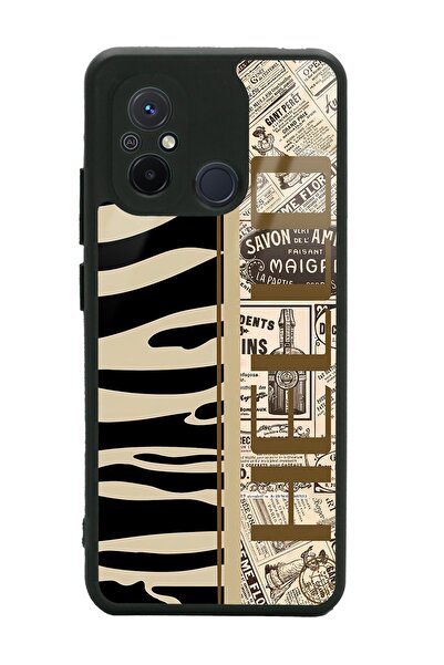 Spoyi Xiaomi Redmi 12C Zebra Gazete Tasarımlı Glossy Telefon Kılıfı