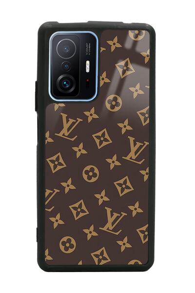 Spoyi Xiaomi Mi 11T Pro Kahverengi LV Tasarımlı Glossy Telefon Kılıfı
