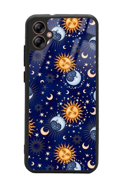 Spoyi Glossy Phone Case for Samsung A04E Moon Sun Pajama Design
