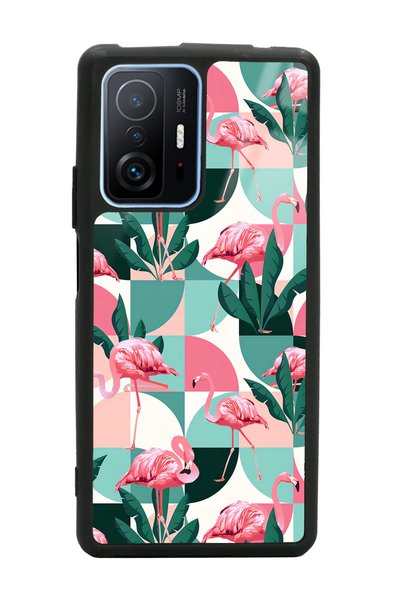 Spoyi حافظة هاتف لامعة بتصميم ورق حائط فلامينجو ريترو لهاتف Xiaomi Mi 11T Pro
