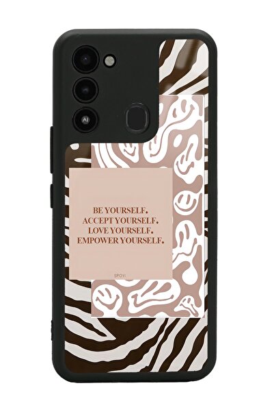 Spoyi Tecno Spark 8c Emoji Zebra Tasarımlı Glossy Telefon Kılıfı