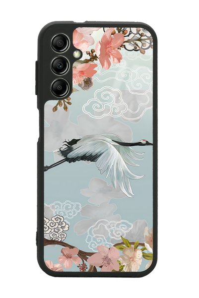 Spoyi Glossy Phone Case for Samsung A34 Watercolor Stork Design