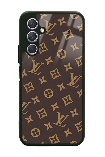 Spoyi Samsung A54 Kahverengi LV Tasarımlı Glossy Telefon Kılıfı