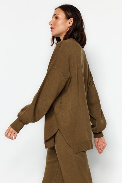 Trendyol Collection Khaki Wide Fit Balloon Sleeve kötöttáru felső és alsó készlet TWOAW24AU00067