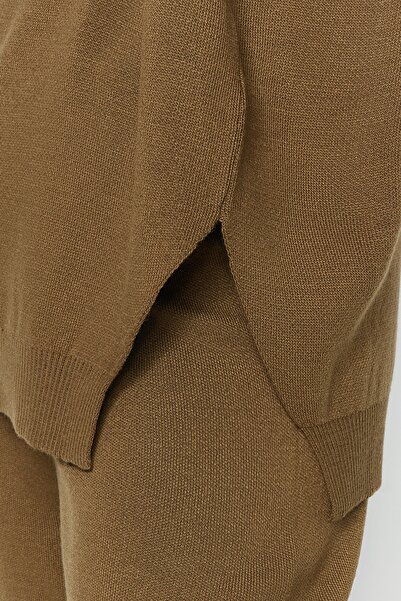 Trendyol Collection Khaki Wide Fit Balloon Sleeve kötöttáru felső és alsó készlet TWOAW24AU00067