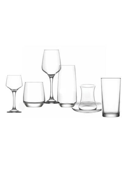 LAV Lal* Likör *(42 Prç) Mavi Akdeniz Çeyiz Seti 42 Parça Bardak Takımı Cam Bardak Seti