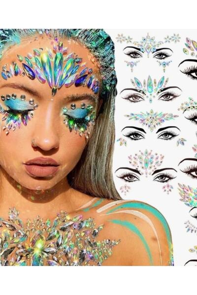 EFLAMEL DESING Face Body Stıcker Işıltılı Incili Yüz, Vücut, Göz Süsleme Taşı...