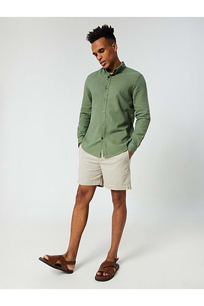 Loft 2027530 Regular Fit Men's U.Sleeve Shirt - - Khaki - M - St06180-khaki-m