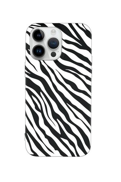 mooodcase Iphone 14 Pro Max Uyumlu Zebra Pattern Desenli Premium Silikonlu Lansman Telefon Kılıfı