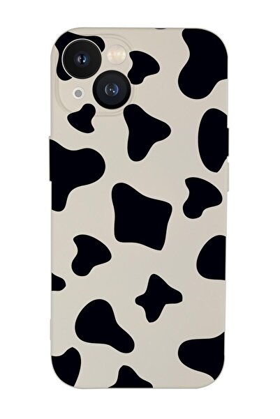 mooodcase Iphone 13 Uyumlu Inek Desenli Kamera Lens Korumalı Darbe Emici Silikonlu Lansman Kılıf