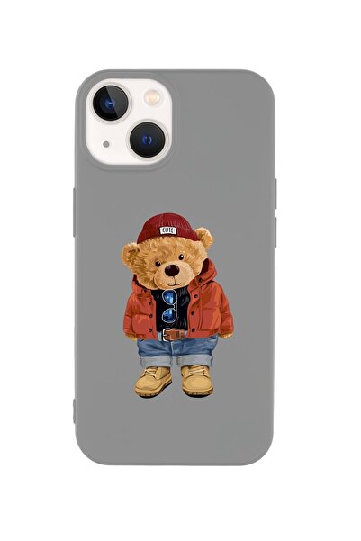 mooodcase Iphone 14 Uyumlu Teddy Bear Desenli Premium Silikonlu Lansman Telefon Kılıfı