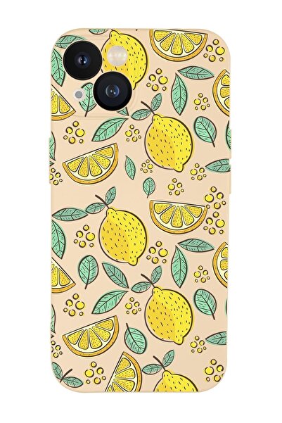 mooodcase Iphone 13 Uyumlu Limon Desenli Kamera Lens Korumalı Darbe Emici Silikonlu Lansman Kılıf