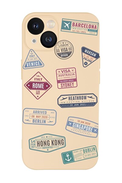 mooodcase Iphone 13 Uyumlu Seyahat Pulu Desenli Kamera Lens Korumalı Darbe Emici Silikonlu Lansman Kılıf