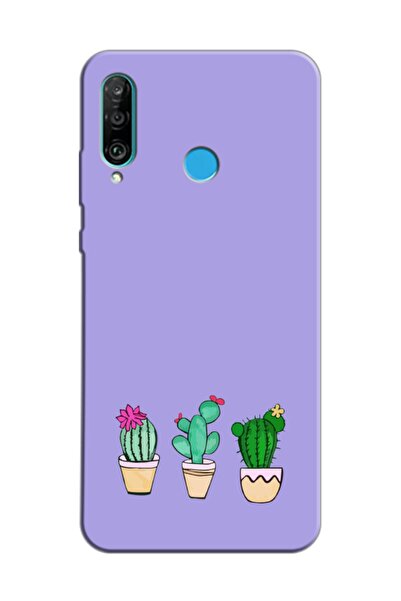 frondcase Huawei P30 Lite Kaktüs Lila Telefon Kılıfı