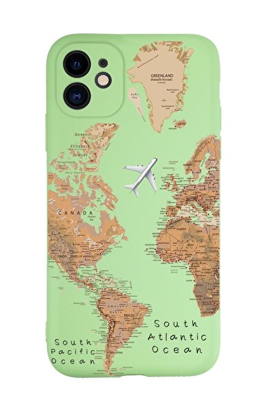 mooodcase Iphone 11 Uyumlu Dünya Harita Desenli Kamera Korumalı Lansman Kılıf Premium Silikonlu