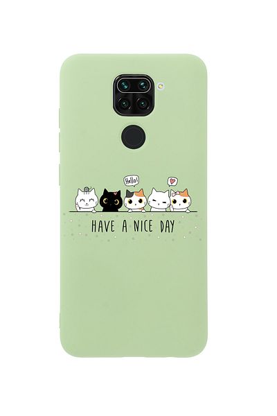 mooodcase حافظة هاتف Xiaomi Redmi Note 9 لطيف القطط من السيليكون الفاخر باللون الأخضر