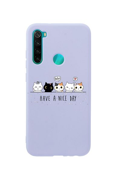 mooodcase حافظة هاتف Xiaomi Redmi Note 8 Cute Kittens من السيليكون الفاخر باللون الأرجواني