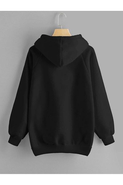 DEEPSENCE Unisex Black Hooded Sweatshirt Van Gogh Front Printed cotton