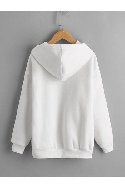 DEEPSENCE Unisex White Hooded Sweatshirt Van Gogh Front Printed cotton
