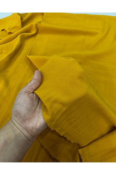 turkanlarhome double width crepe meter fabric mustard color (tunic, shirt)
