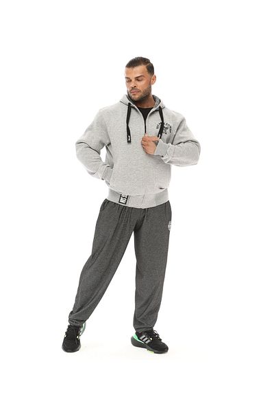 Big Sam Men's Gray Hooded Winter Cotton Tracksuit Top 3555