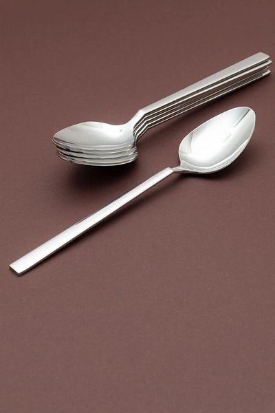 HAZARPAZAR 6 Pieces Natural Flat Model Spoon Set for 6 People
