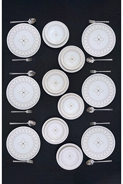 VENÜS HOME DECORATION Gold Elips Model 6 Kişilik 18 Parça Yemek Takımı