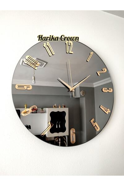 harika crown GERÇEK AYNALI DEKORATİF DUVAR SAATİ (50 CM)