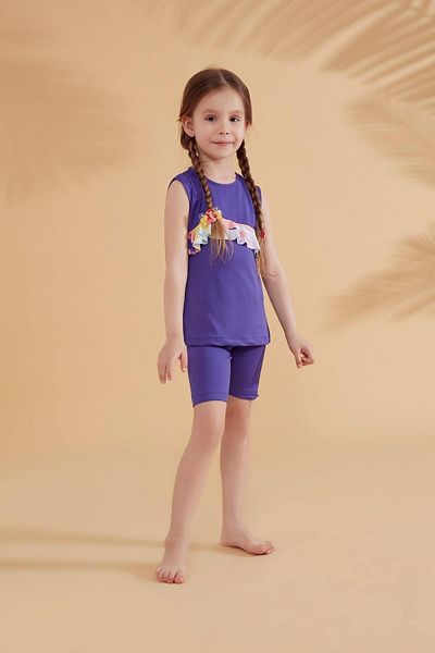 Neva Style Sleeveless Purple Girl's Swimsuit with Skirt K2321PURPLE